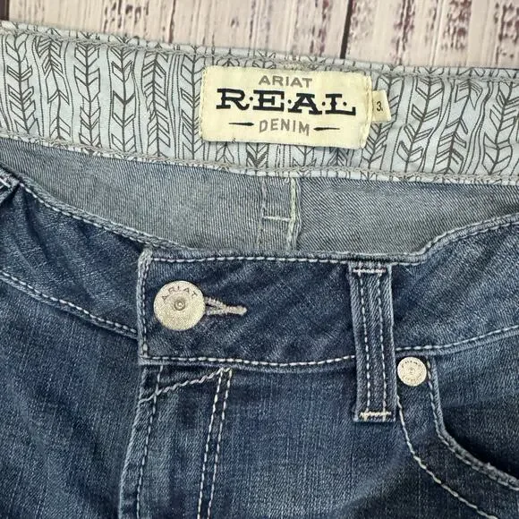 Ariat R.E.A.L. Gianna Straight Mid Rise Arrow Jeans Stryker Wash Style 10034655 - Picture 4 of 10